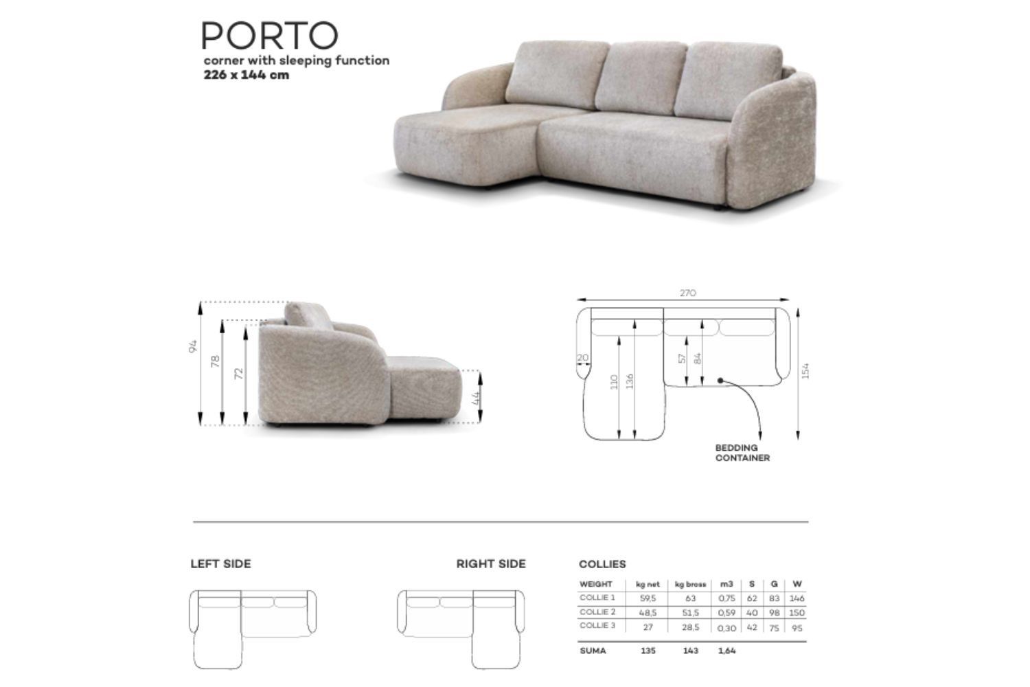 Canapé Porto Convertible