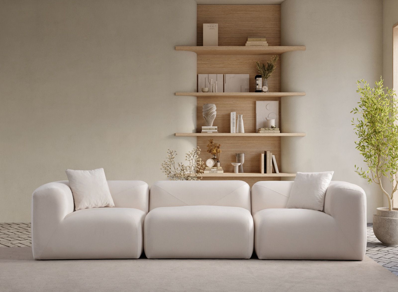 Canapé Nuage Blanc Cassé - Velours