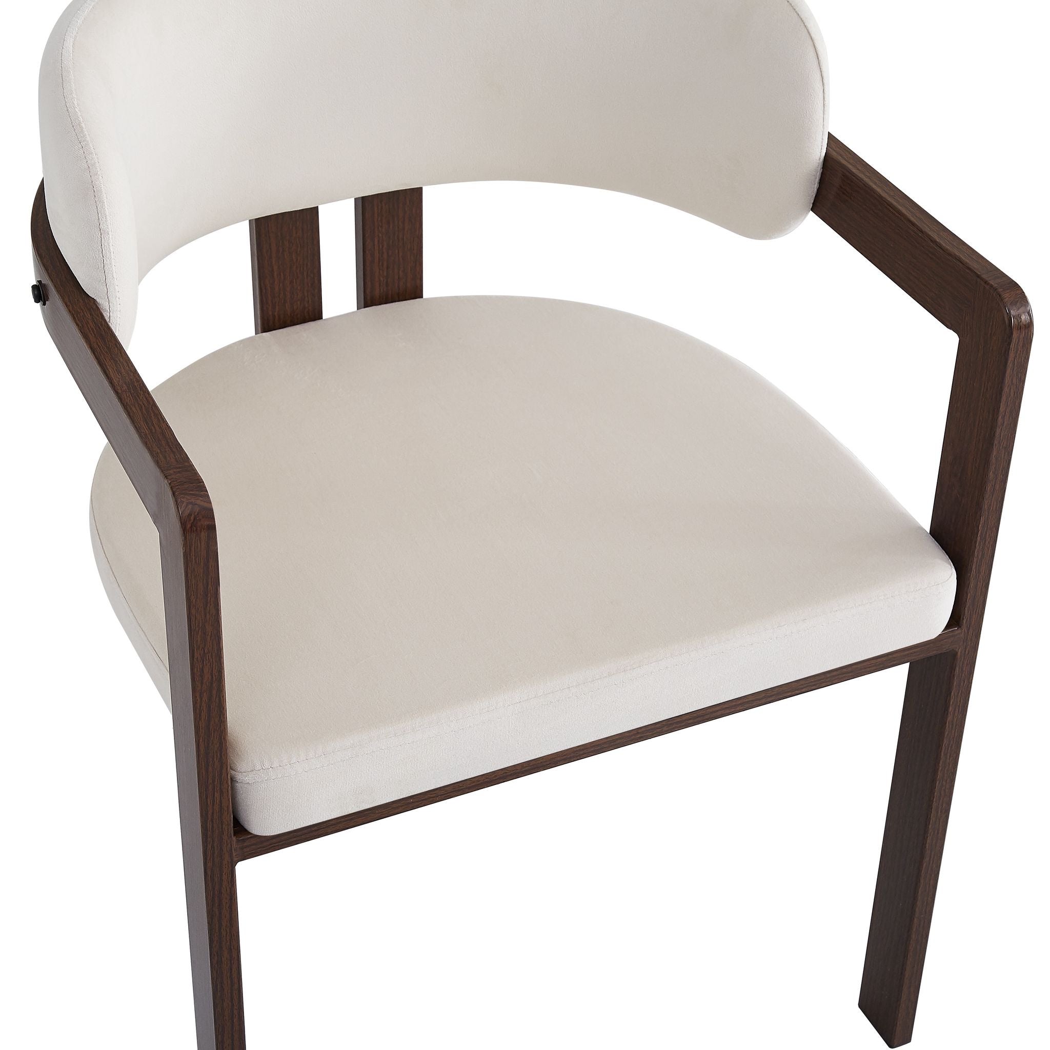 Chaise Mellow Pied Noyer Velours Beige