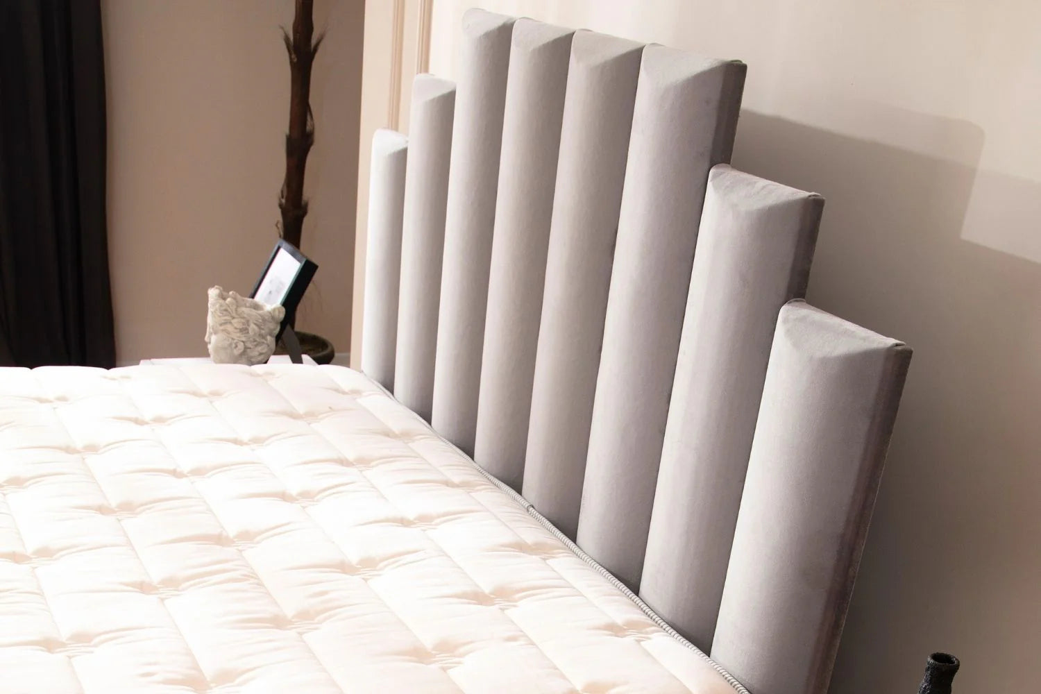 Lit Coffre Natura Gris - Velours