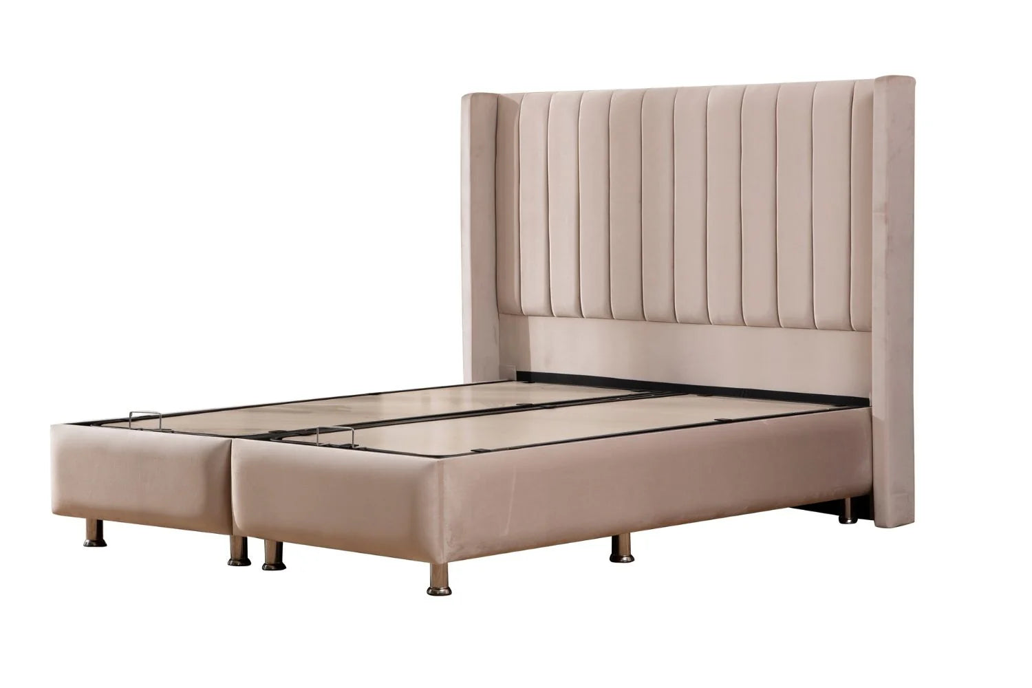 Lit Coffre Tokyo Beige - Velours