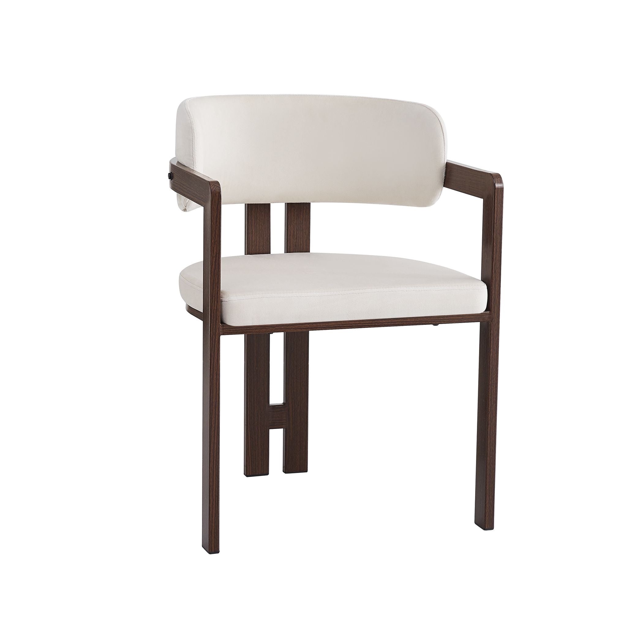 Chaise Mellow Pied Noyer Velours Beige