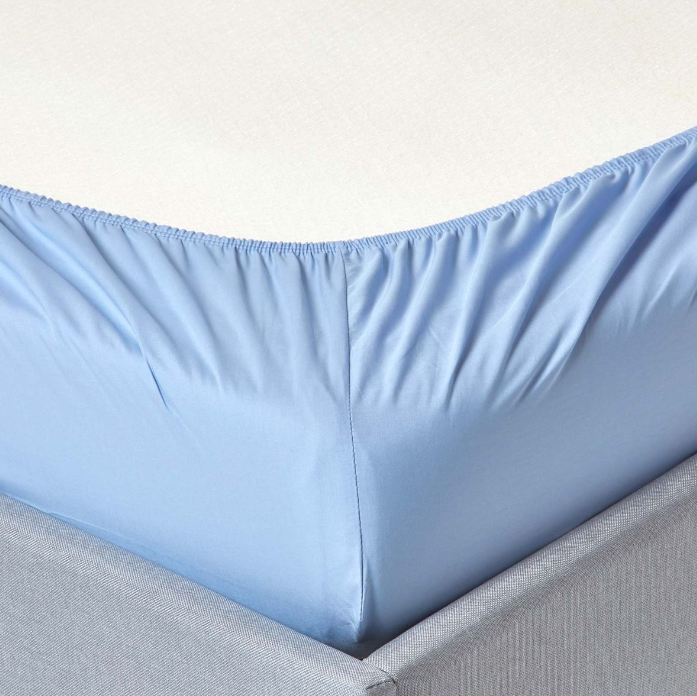 Drap housse 100% coton bleu
