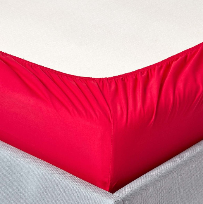 Drap housse 100% coton rouge