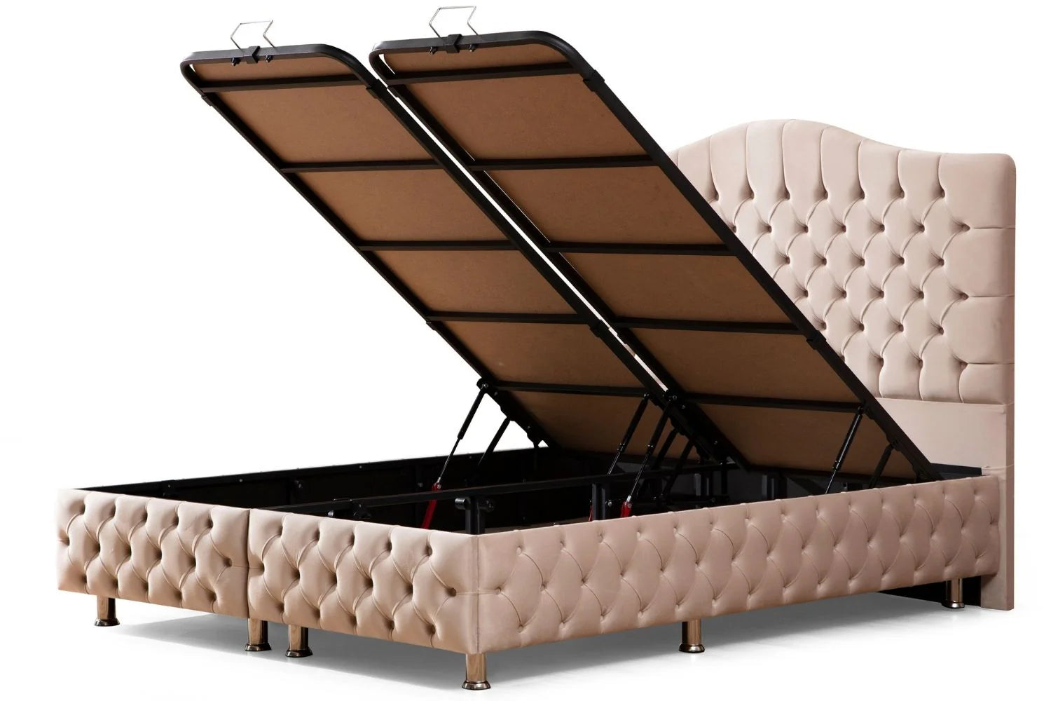 Lit Coffre Paris Beige - Velours