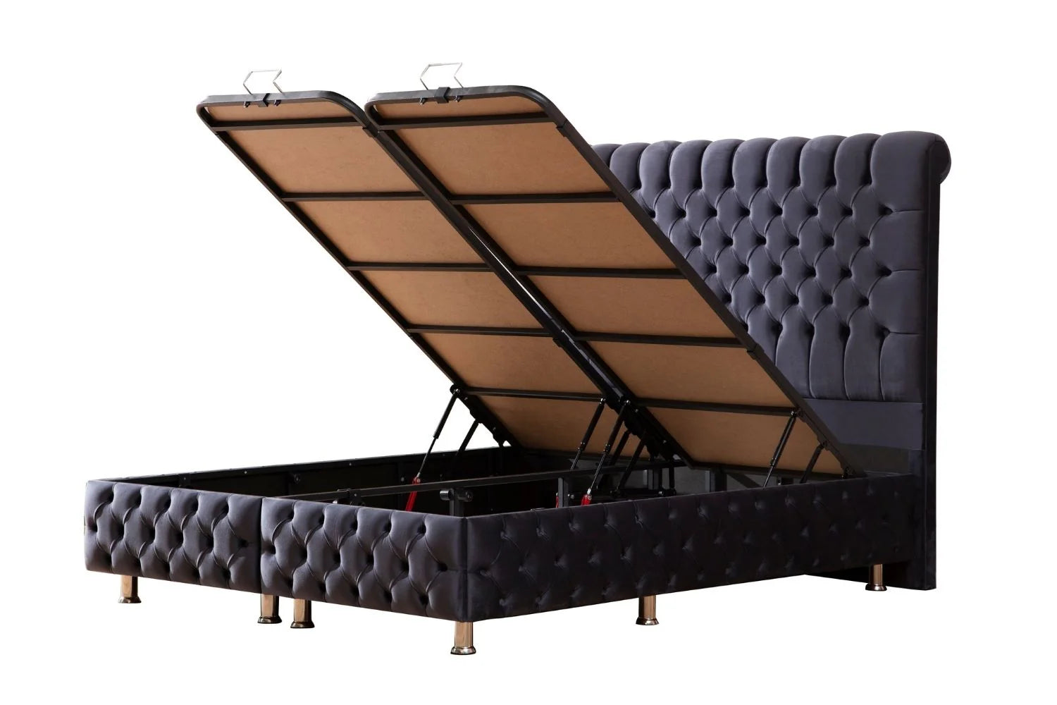 Lit Coffre Luna Gris Anthracite - Velours