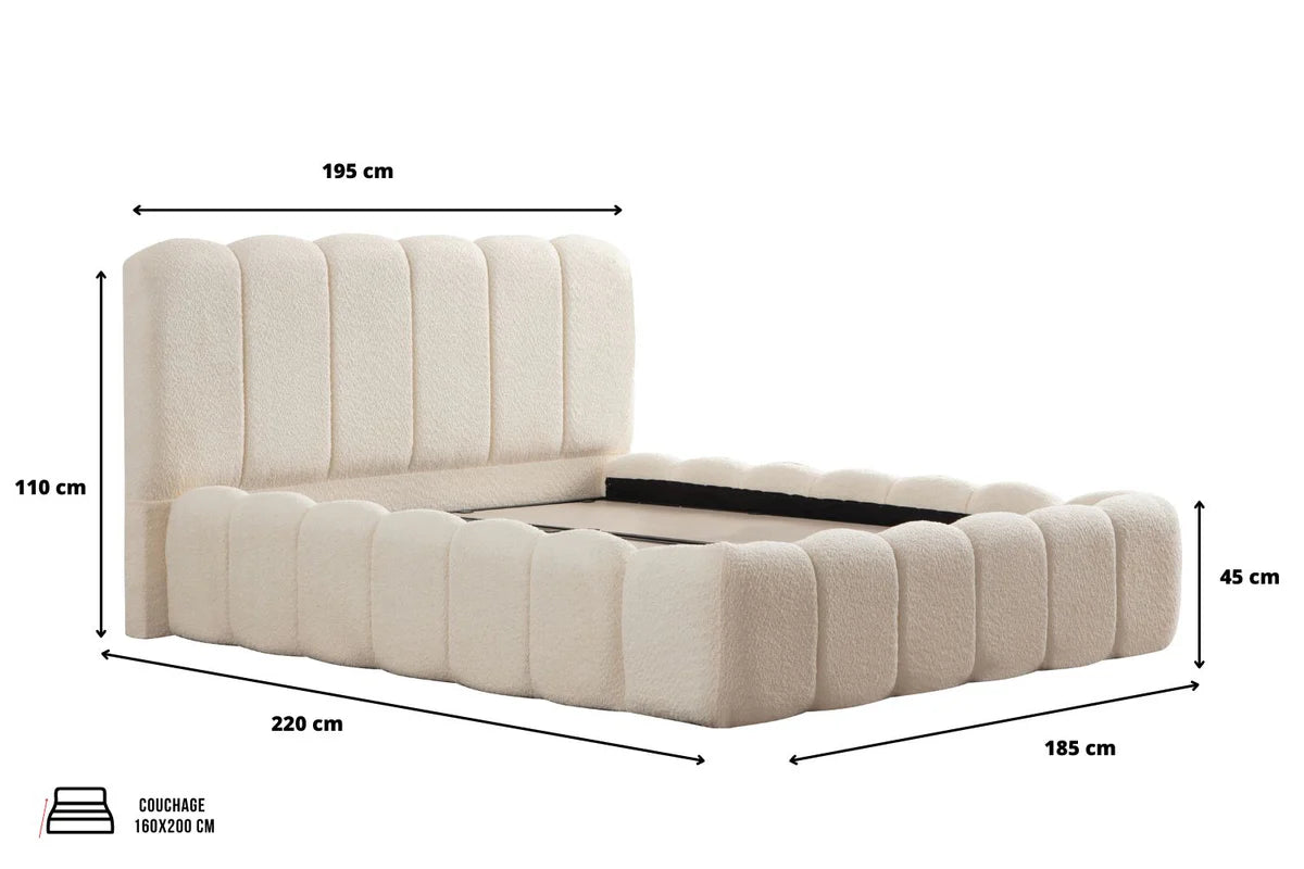 Lit Coffre Bumble Blanc Cassé - Chenille