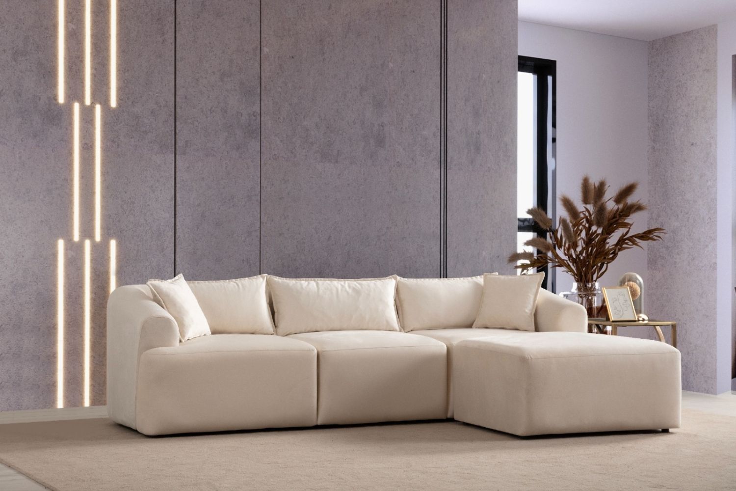 Canapé Mila Modulable Blanc Cassé - Velours