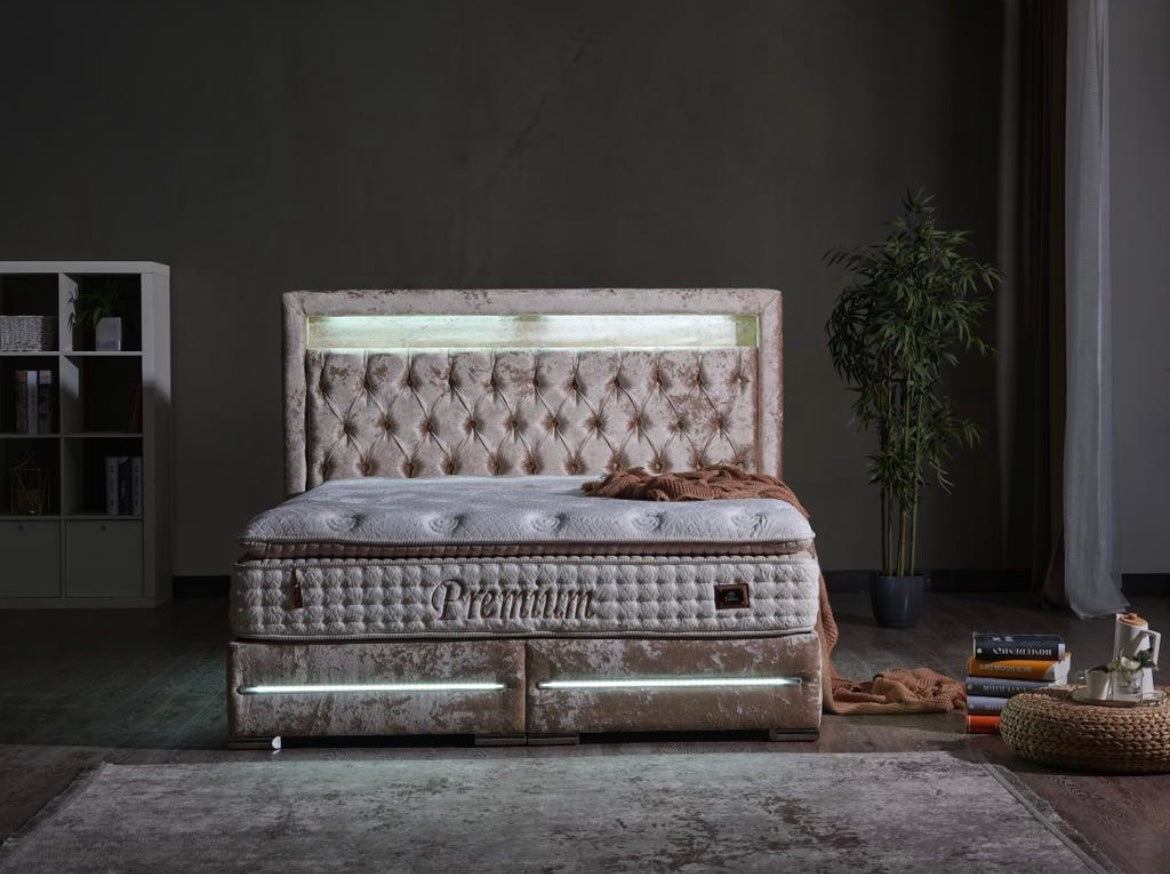 Lit Coffre Led - Velours