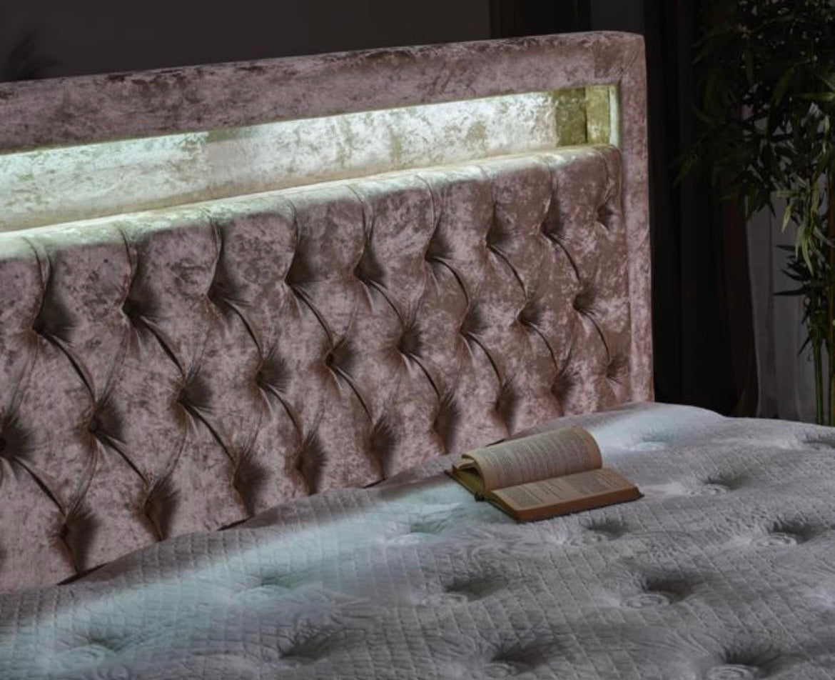 Lit Coffre Led - Velours