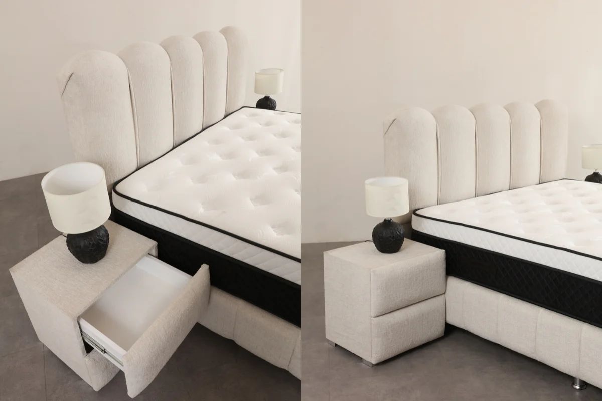 Lit coffre Eva Blanc Cassé - Chenille
