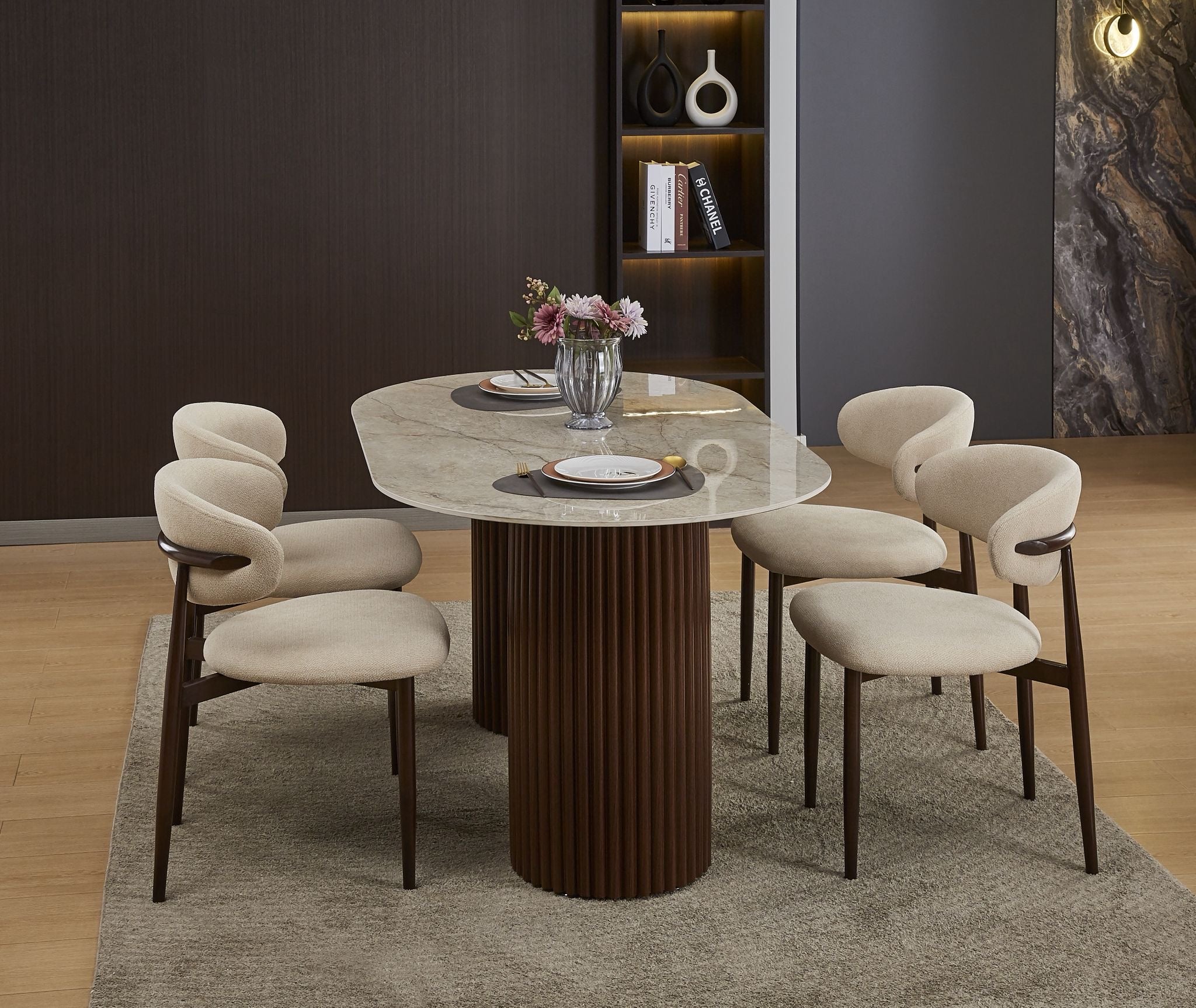 Table à manger Keysha - Pieds Bois Noyer