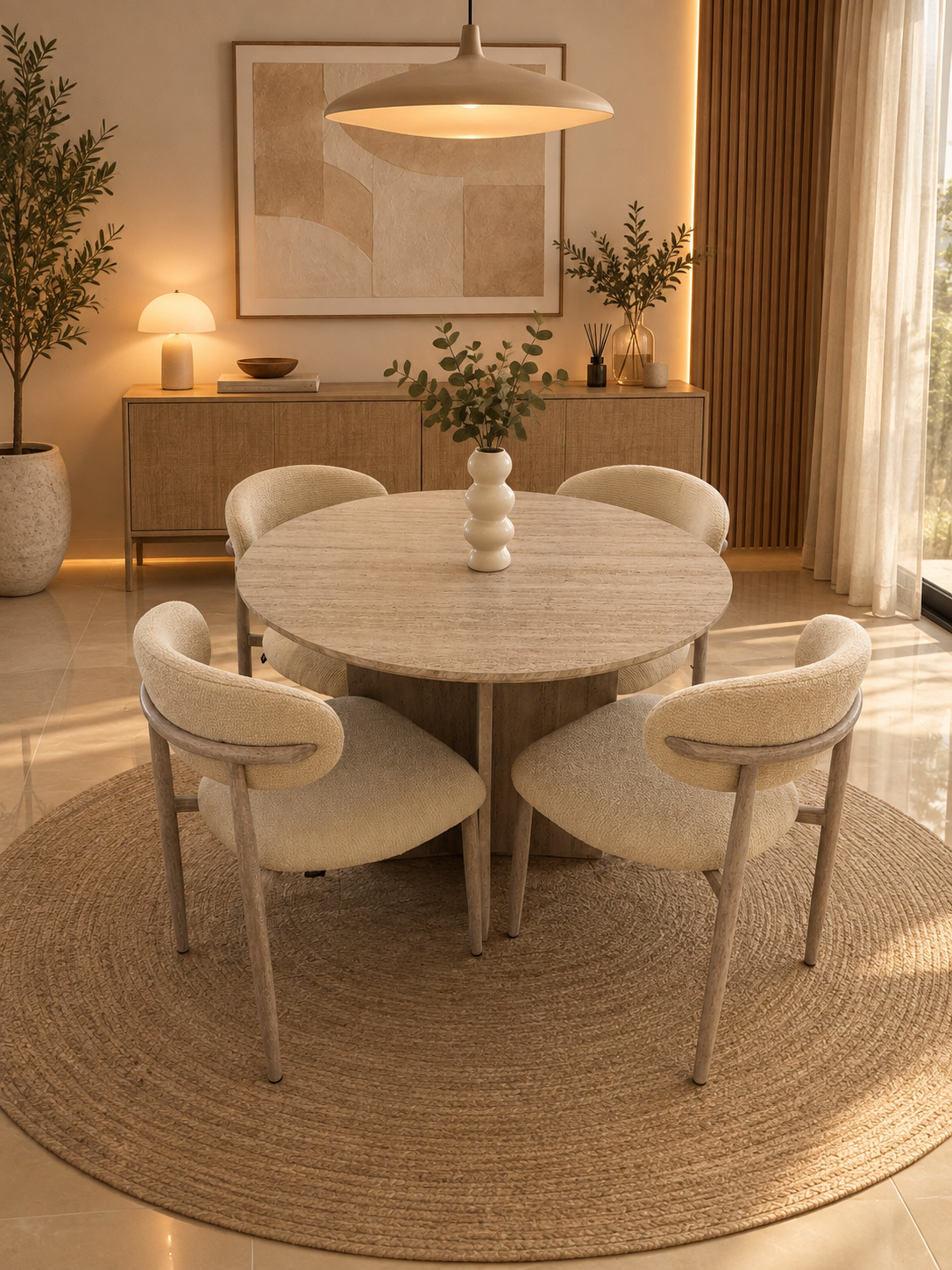 Pack Safa Travertin ( table à manger + 4 chaises )