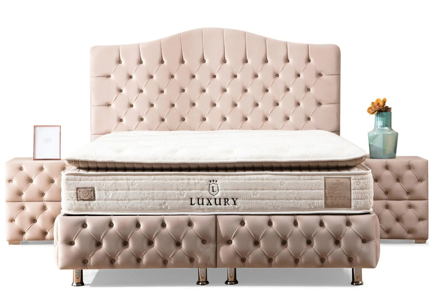 Lit Coffre Paris Beige - Velours