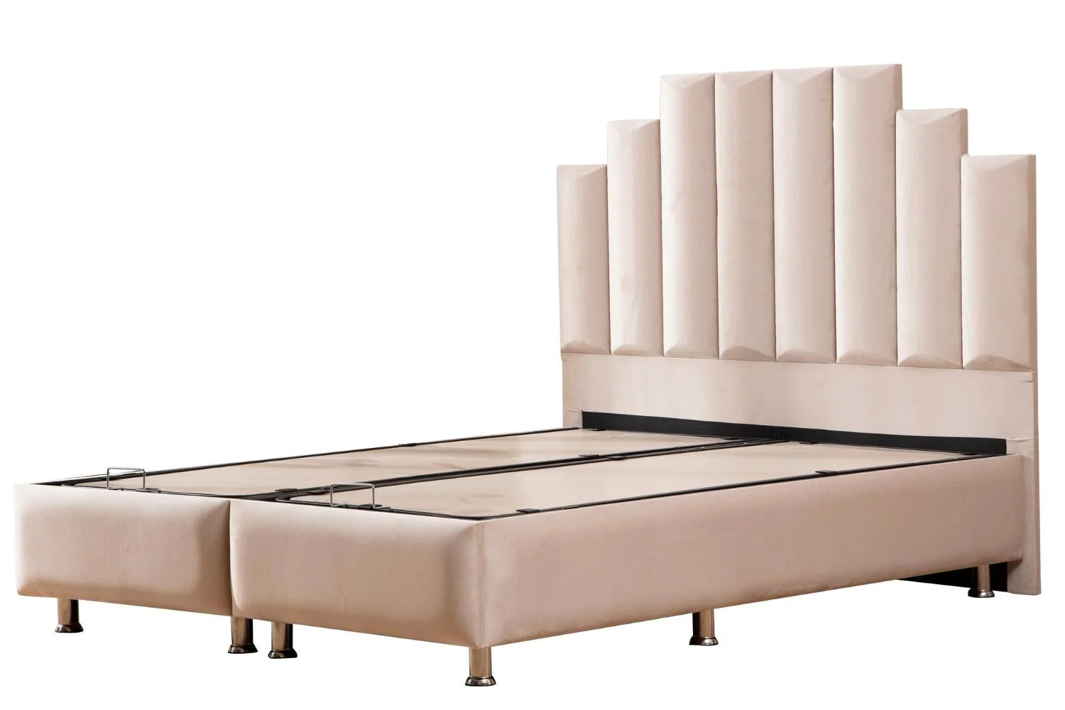 Lit Coffre Natura Beige - Velours