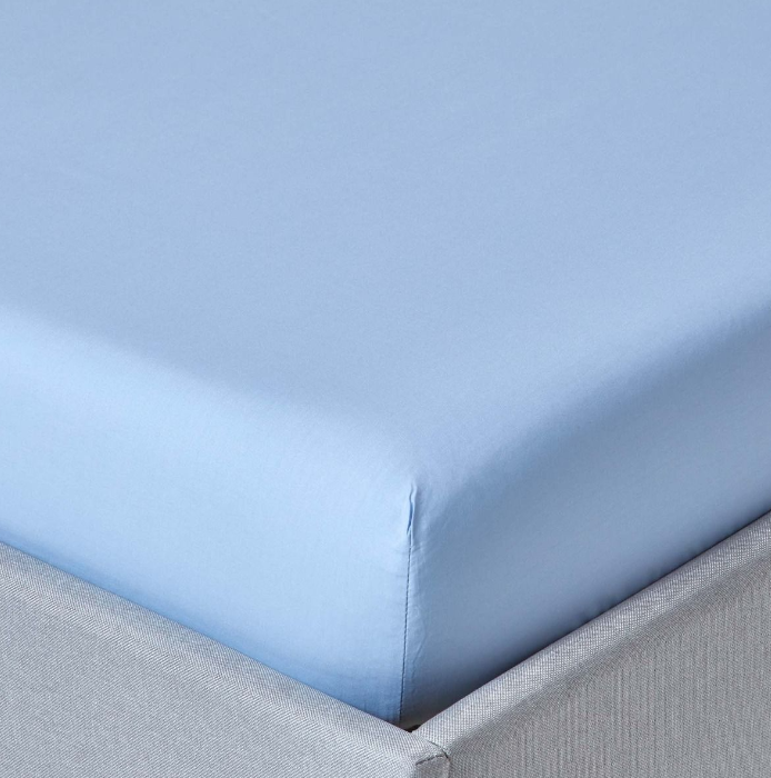 Drap housse 100% coton bleu