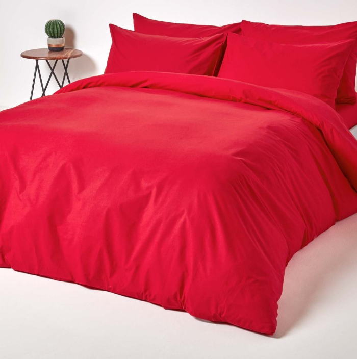 Drap housse 100% coton rouge