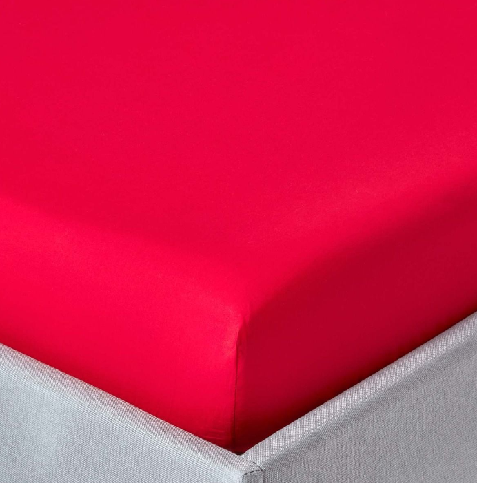 Drap housse 100% coton rouge