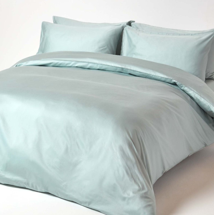 Drap housse 100% coton vert d'eau