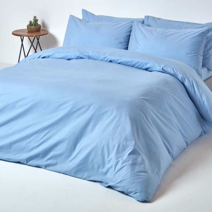 Drap housse 100% coton bleu