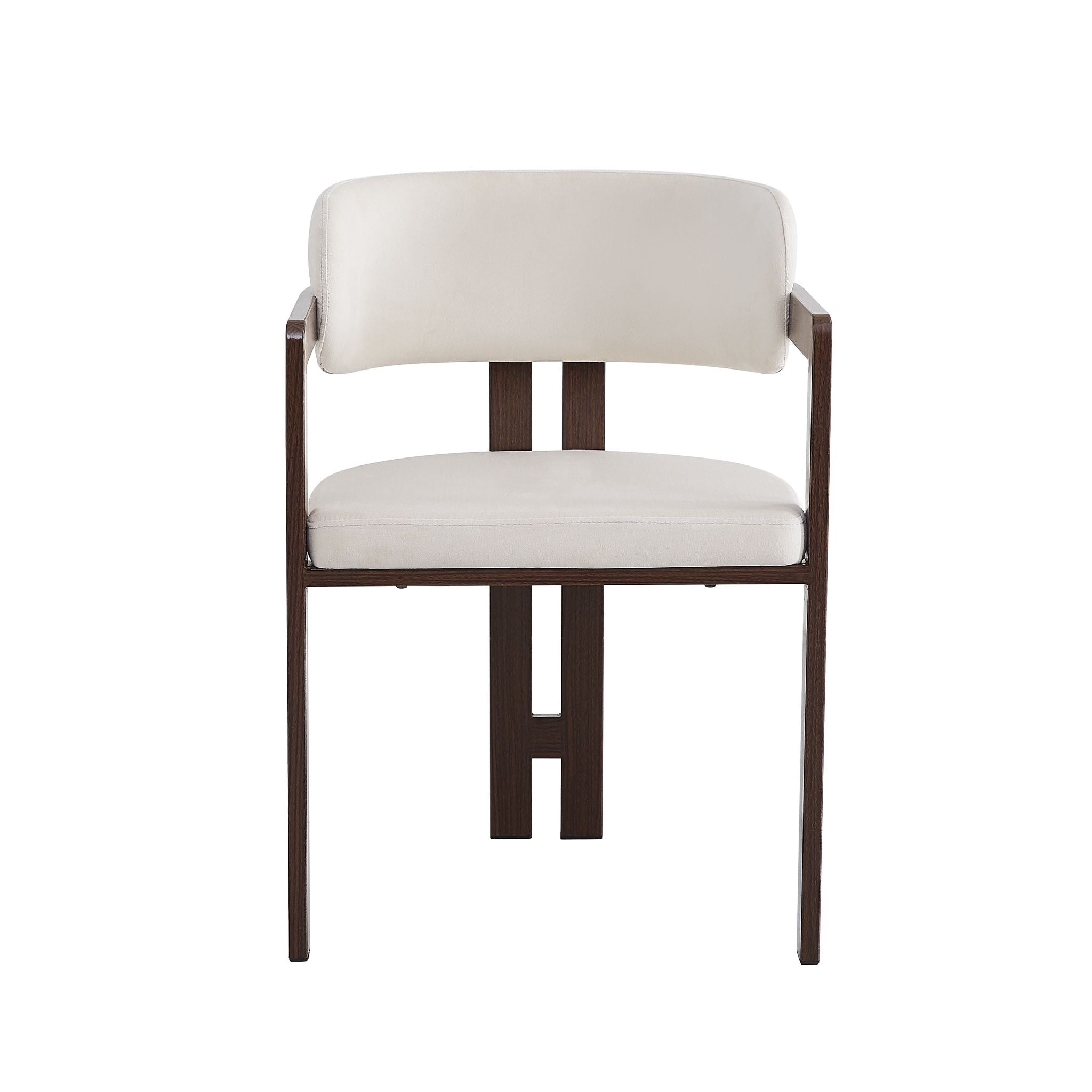 Chaise Mellow Pied Noyer Velours Beige