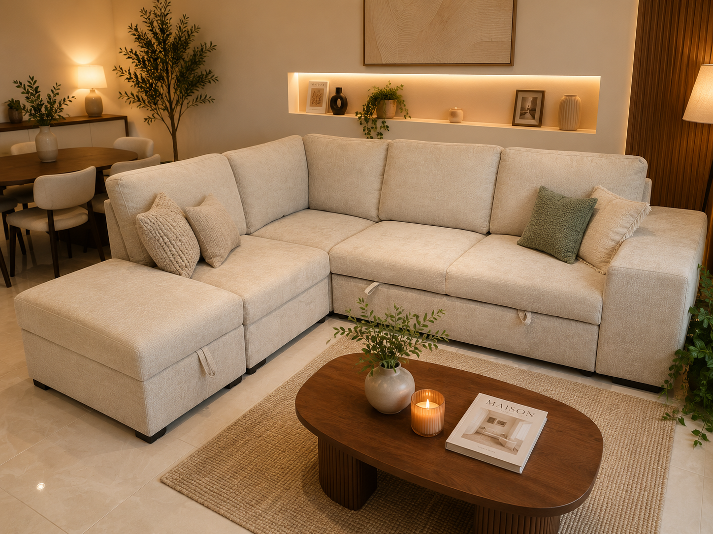 Canapé Louise convertible beige