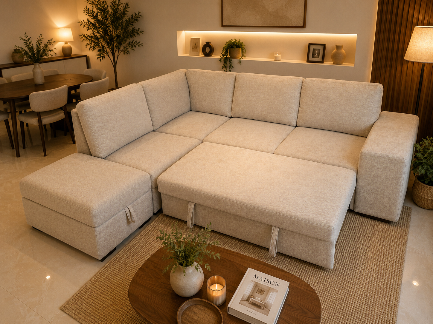 Canapé Louise convertible beige